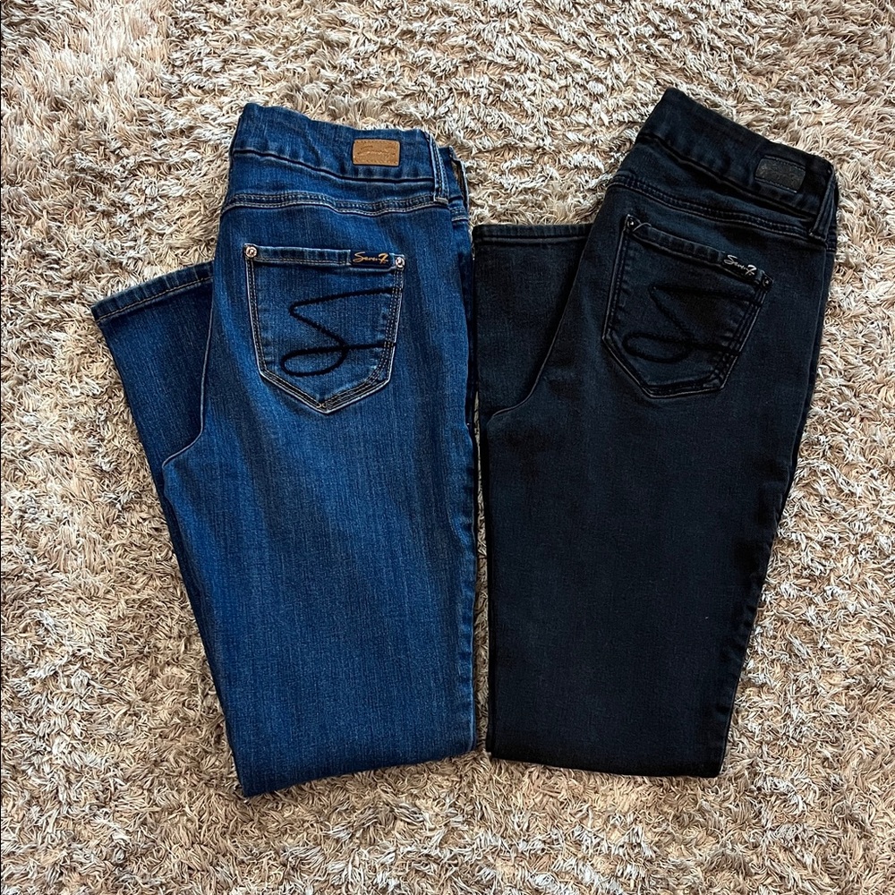 Seven7 Women's Blue and Black Skinny Jeans